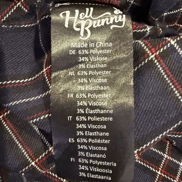 Hell Bunny Peeble 50's Dress Tartan Blue Circle Skirt 3/4 sleeve Size Medium - Picture 9 of 14